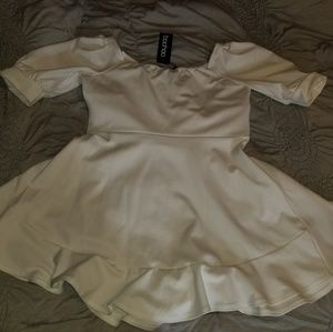 plus ruffle detail wrap skater dress